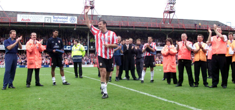 19 May 2001:  Matthew Le Tissier of Southampton acknowledges the Southampton fans at the end of the last ever League game at The Dell after the FA ...