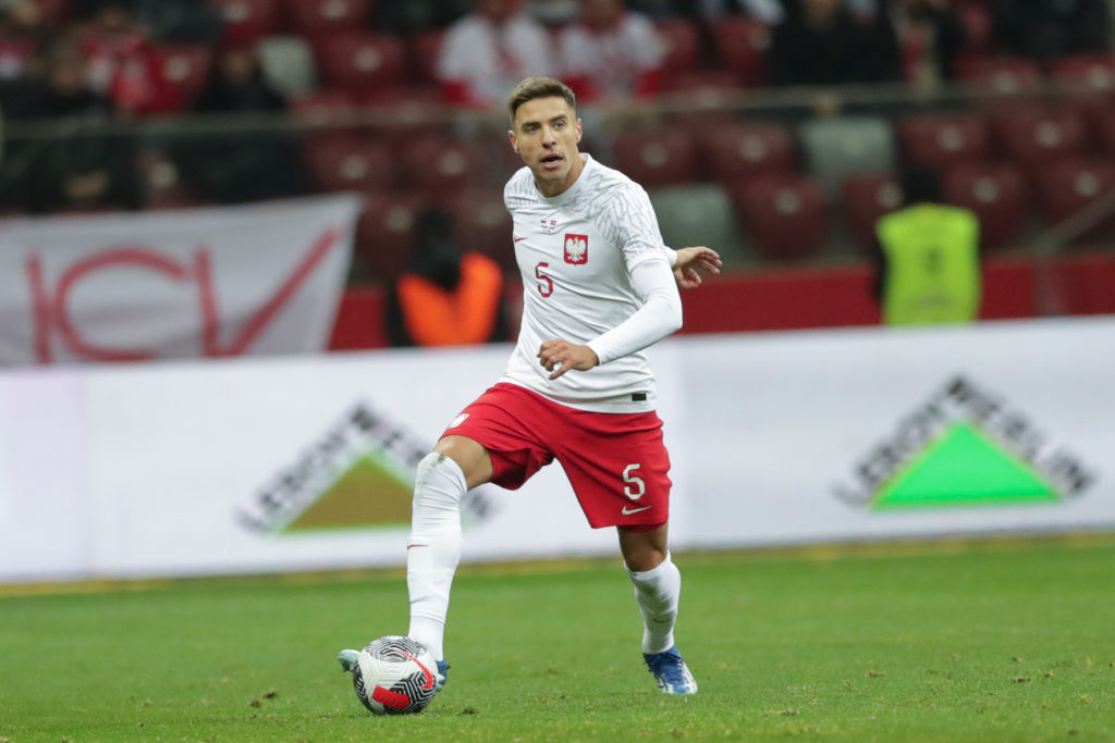 Jan Bednarek of Poland seen in action during the Friendly