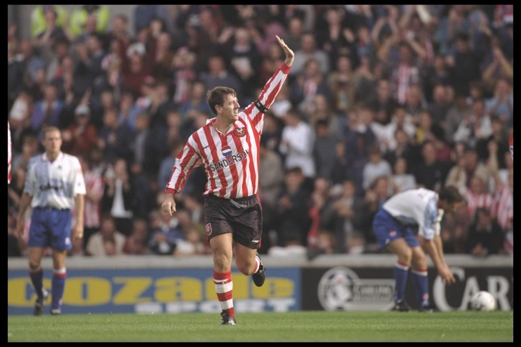 Matt Le Tissier of Southampton celebrates his two goals
